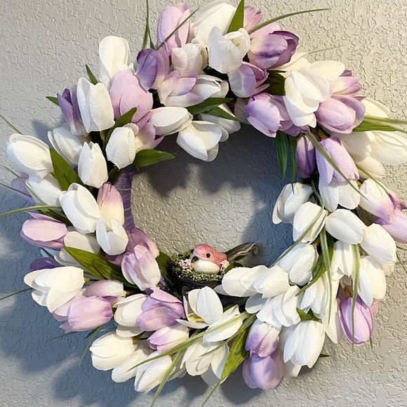 Hand Crafted Other - Beautiful Lavender and White Tulips Wreath